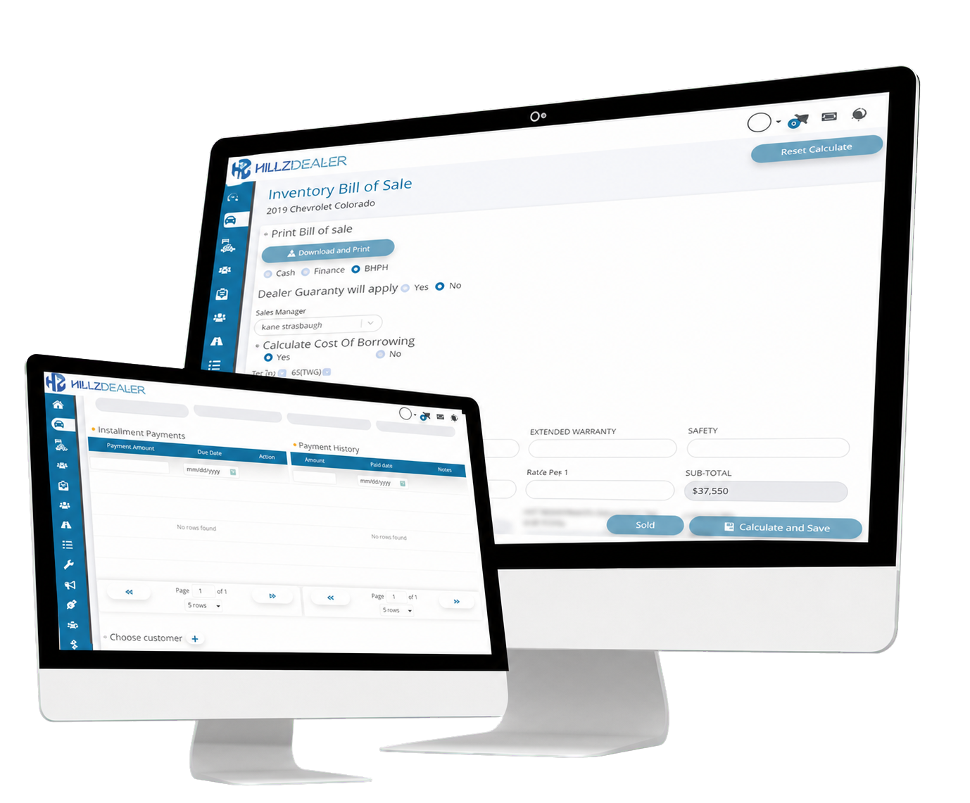 HillzDealer Buy Here Pay Here software for managing in-house dealership financing