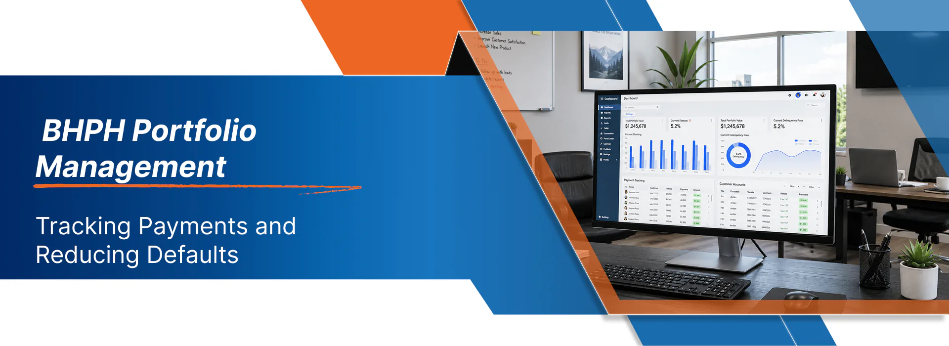 BHPH portfolio-management dashboard with customer accounts and payment activity