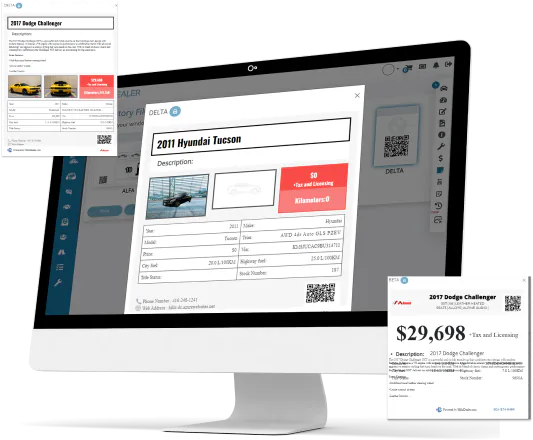 HillzDealer vehicle window sticker and QR code generator